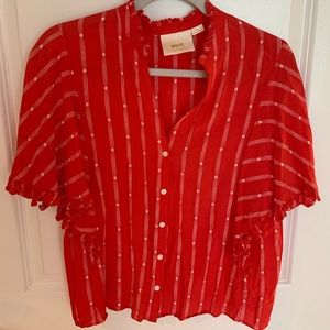 Red Anthropologie blouse